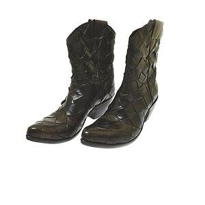Gianni Barbato Women's Brown Woven Leather Boot US 9.5 Universal Militare.